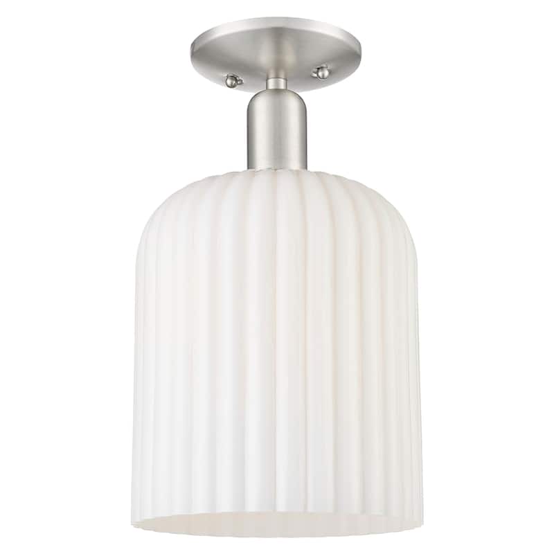 Innovations Lighting 716-1C-G559-8GWH Bridal Veil 8" Wide Semi-Flush - Brushed Satin Nickel