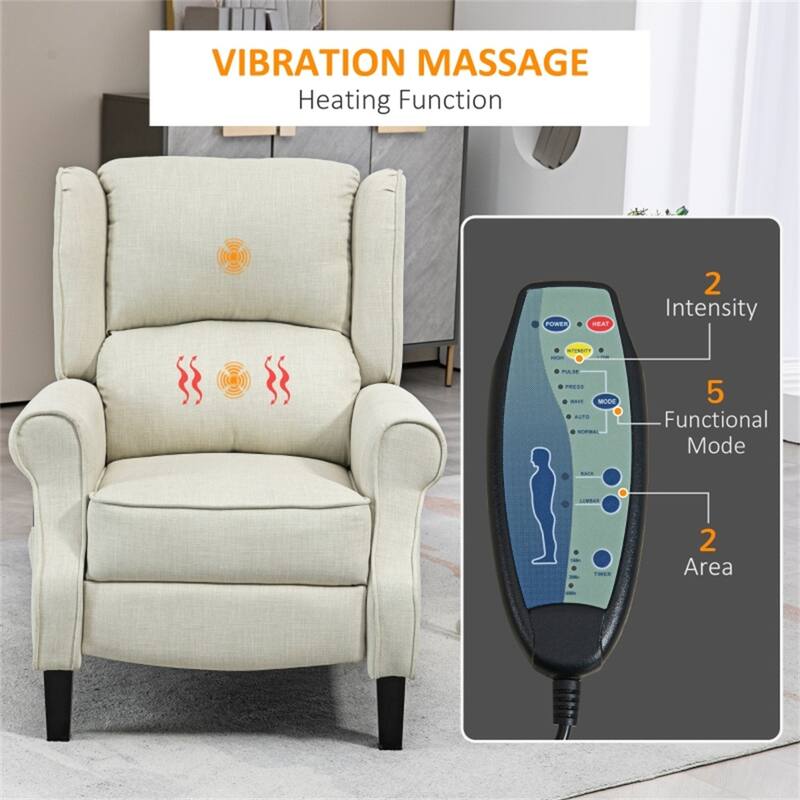 Electric Massage Recliner Chair with Lumbar Heat, Vibrating Back & Footrest