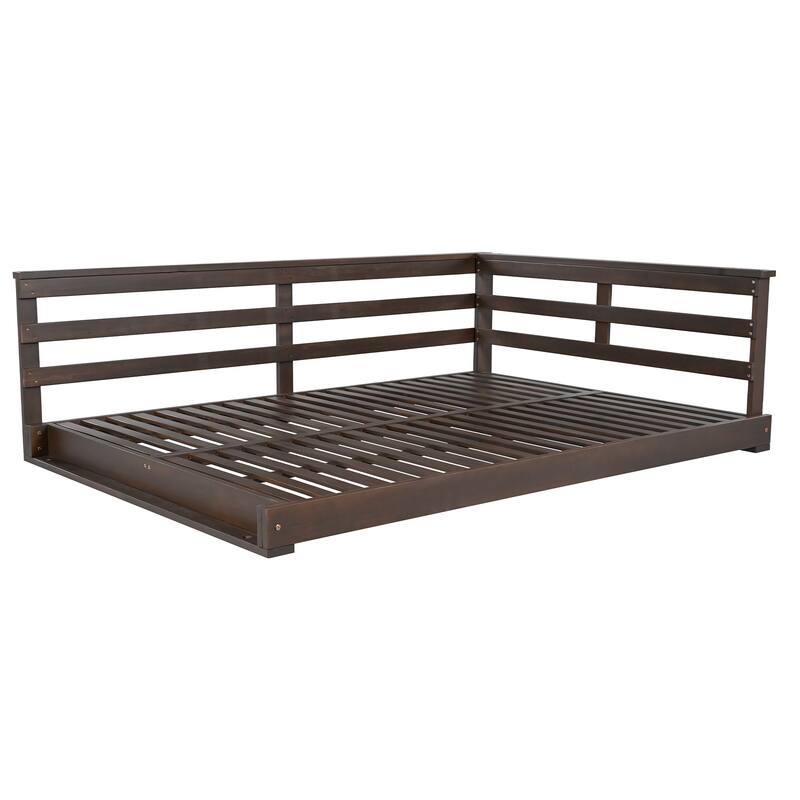 Topmax Acacia Wood Porch Swing Bed For Outdoor With Hemp Ropes - Full Size Patio Hanging Bed (Excluding the table)