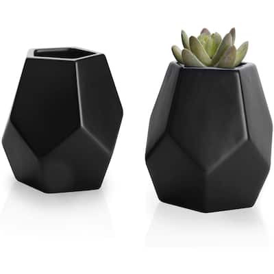 Ceramic Geometric Flower Vases Set of 2