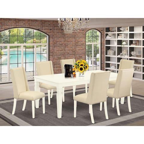 7-Piece Dining Table Set - 6 Person Dining Chairs and Butterfly Leaf Kitchen Table (Finish Option)