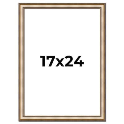 17x24 Frame Gold Solid Wood Shadow Box Width 1.5 Inches | Interior Frame Depth 2 3/8 Inches