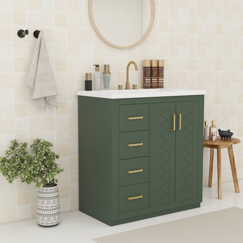30" Bathroom Vanity with Ceramic Sink