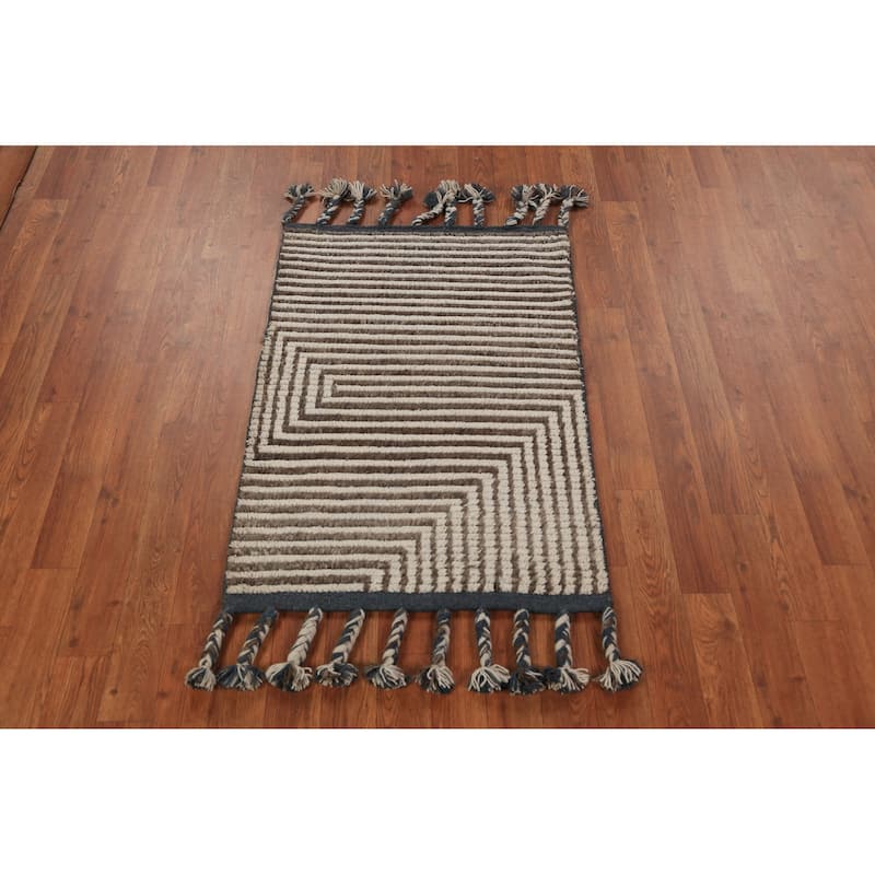 Moroccan Modern Foyer Rug Handmade Wool Carpet - 2'0"x 3'0"