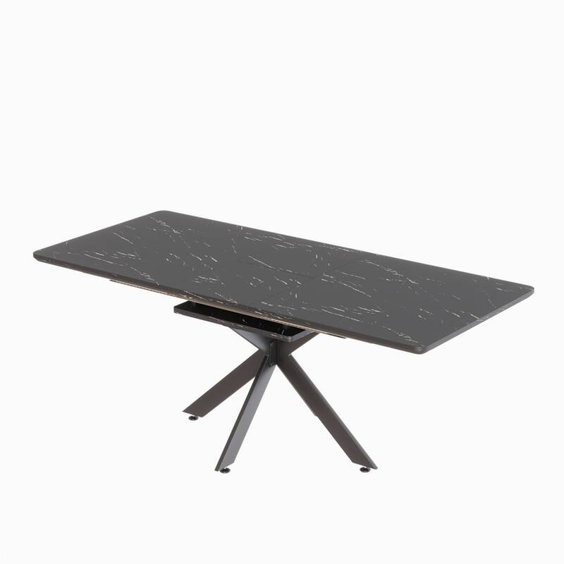 Extendable Dining Table Modern Mid-Century Kitchen Table - Black