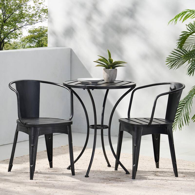 Colmar Outdoor 3-piece Bistro Set by Christopher Knight Home - Black with Silver