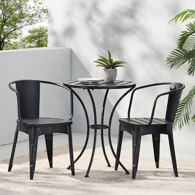 Roomfitters 3-Piece Metal Bistro Set, Outdoor Patio Table and Chairs for Garden, Balcony or Deck