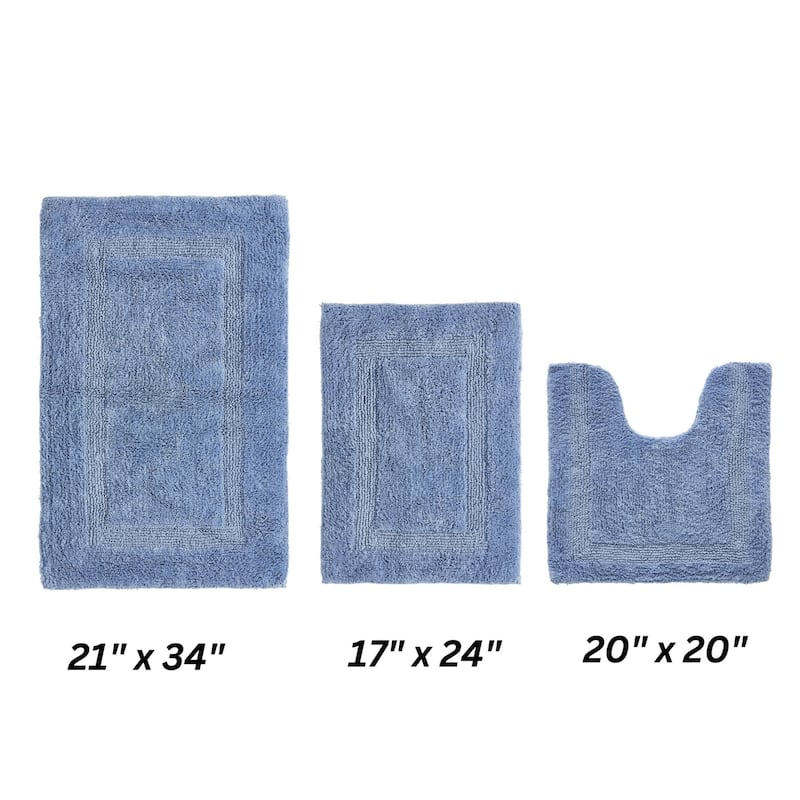 Better Trends Bath Rugs 100% Cotton Reversible Highly Water Absorbent Bathroom Rug for Shower, Sink, Bath Mats - Lux Collection