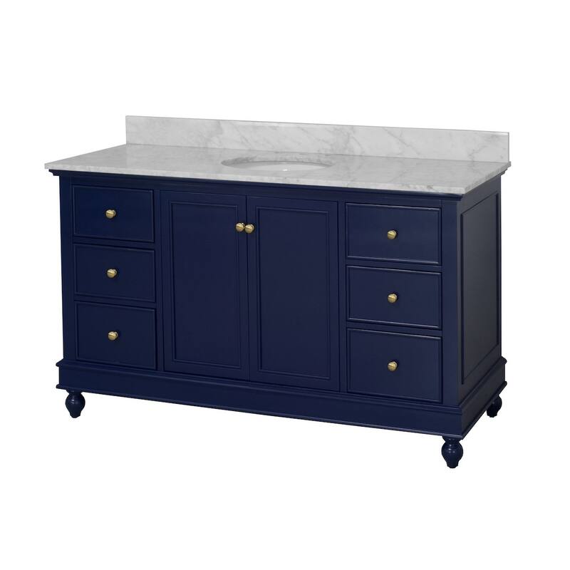 KitchenBathCollection Bella 60" Single Bathroom Vanity with Carrara Marble Top