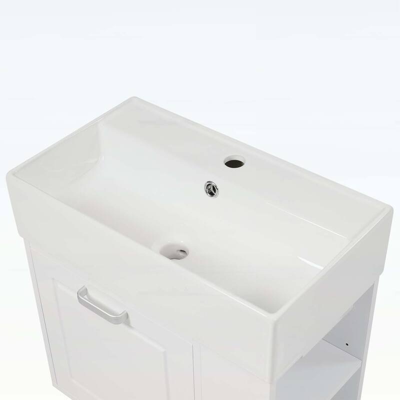 Minimalist Design Wall-Mounted Bathroom Vanity with Sink,Drawer,and Toilet Paper Holder,Soft-Close System