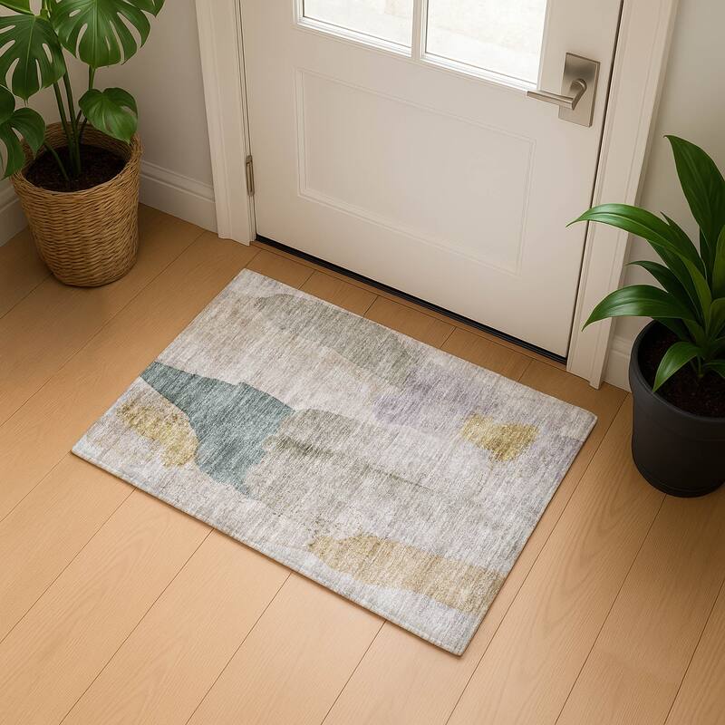 Premium Washable Super Soft Vintage Modern Mayfield Rug - Beige - 1'8" x 2'6"