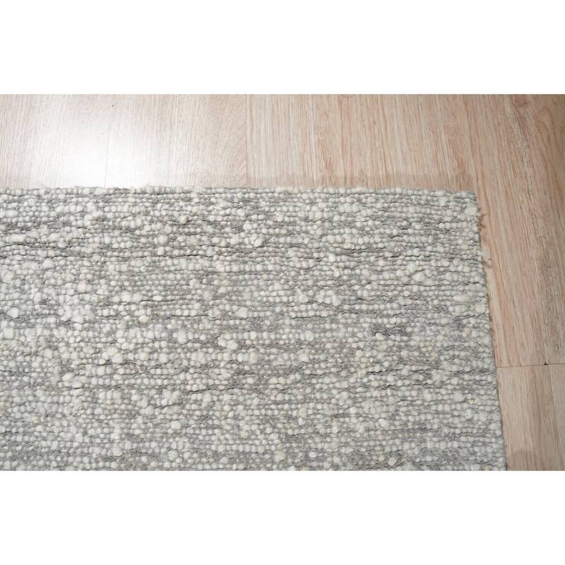 Hand-Knotted Wool Modern Flat Weave Rug, 6' x 9', Dark Gray Area Rug, Contemporary Design for Elegant Spaces - L