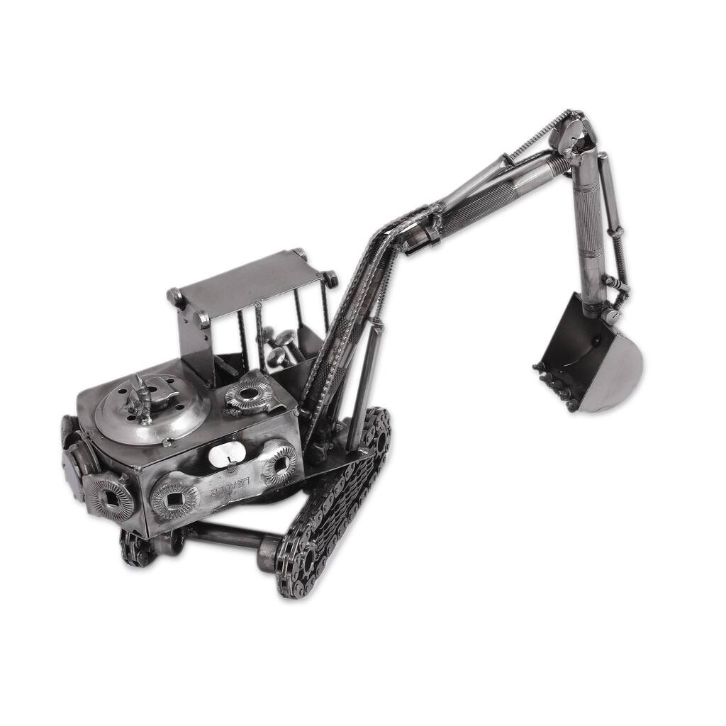 Novica Handmade Excavator Upcycled Metal Sculpture
