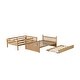 preview thumbnail 9 of 9, Stylish Full Over Full Rubber Wood Bunk Bed with Trundle, Ladder and Guardrails, Convertible to 2 Full Size Beds, White Oak