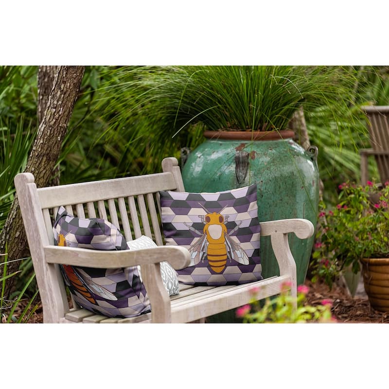 Bee and Comb Indoor/Outdoor Throw Pillow