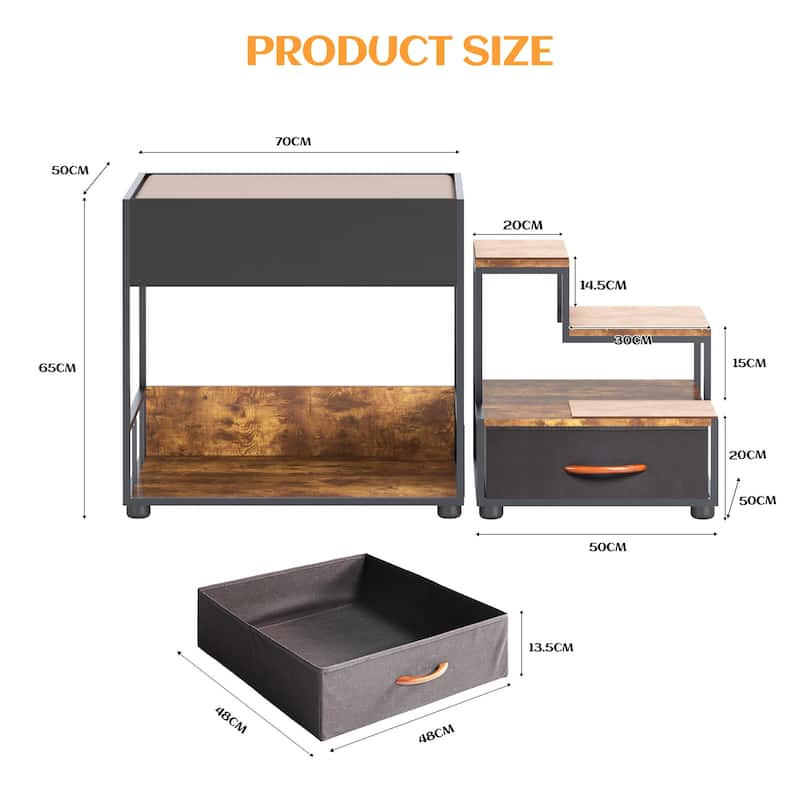 Pet Step Window Perch, Bedside Lounge Elevated Dog Bed Multi-Level Platform with sponge,Non-Slip Pad and Storage