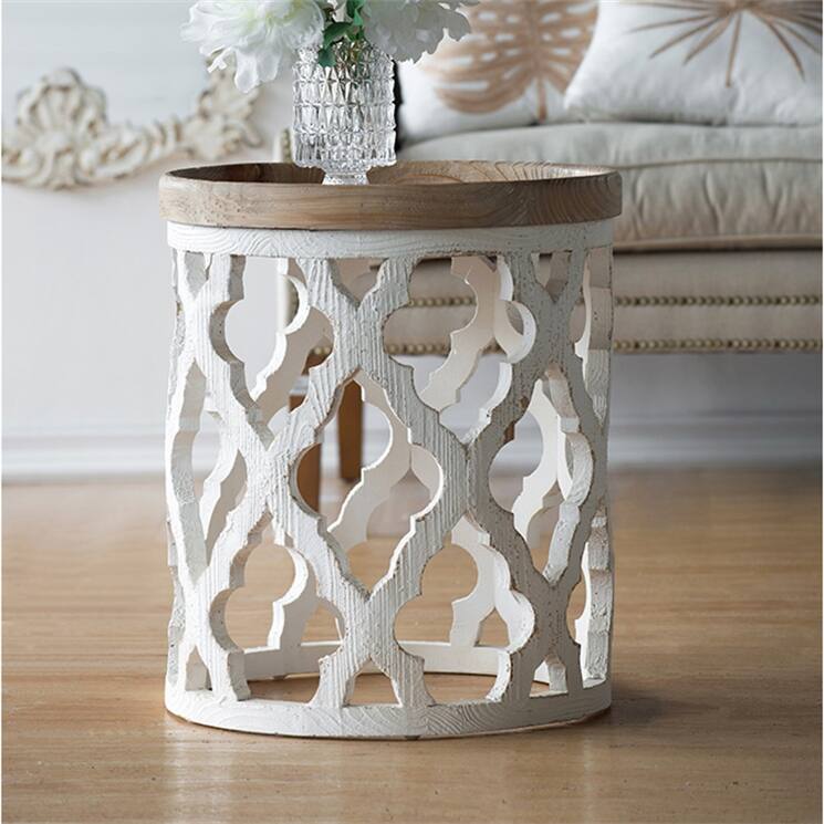 Distressed White Wooden Side Table