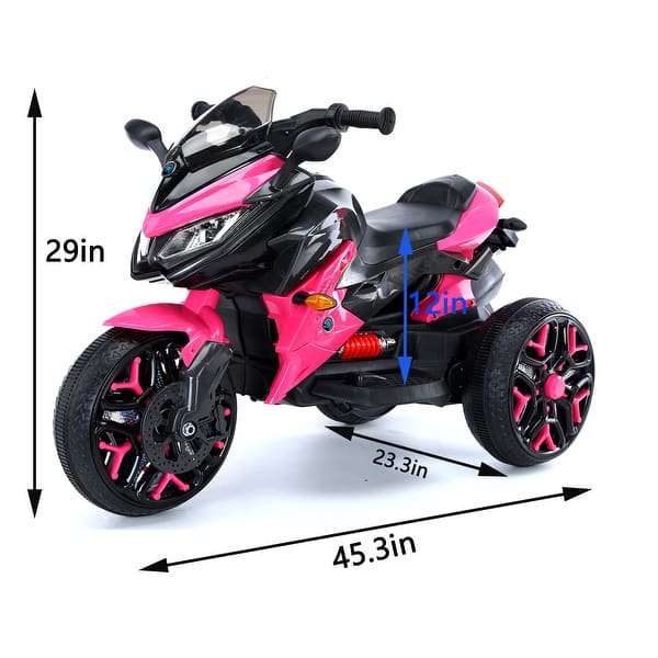 dimension image slide 0 of 8, 12V Kids Electric Ride-On Motorcycle with Manual Throttle, LED Wheel Lights, Bluetooth Music- Battery Powered Motorbike