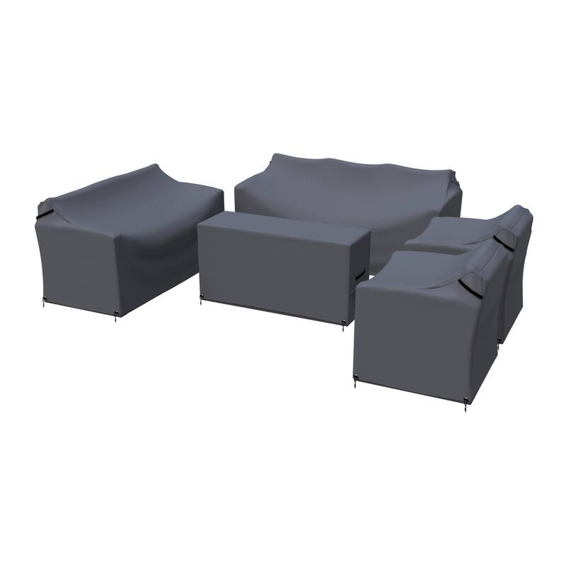 Forever Patio Outdoor Wicker Conversation Set Sofa Seating Group 5-piece Furniture Cover - 34 x 72 x 28
