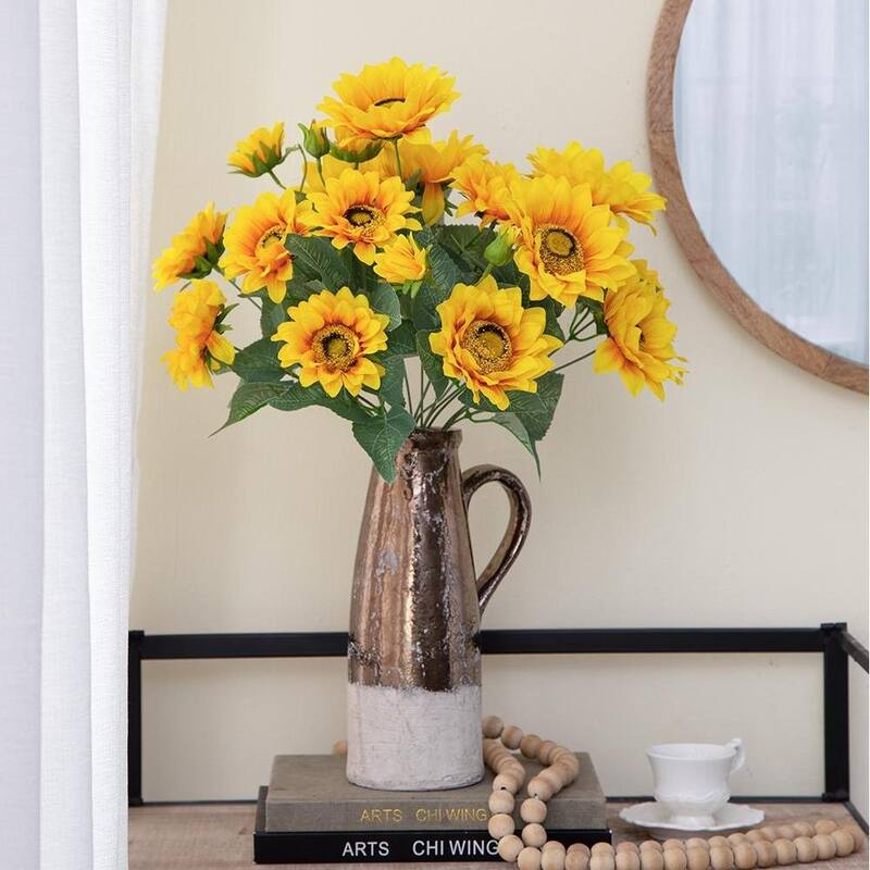 4 Pack Artificial Sunflower BushX9, Artificial Flowers