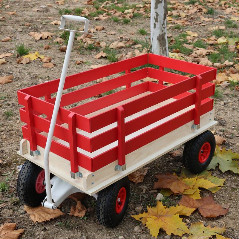 Fresh blue wooden household trolley for children's toy transportation/garden tool cart/outdoor portable trolley