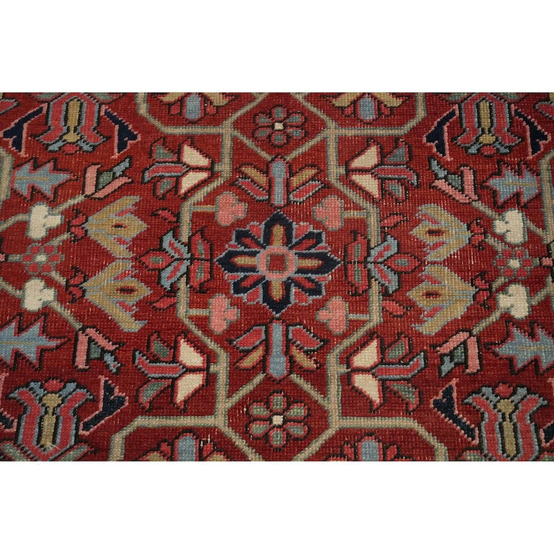 Hand Knotted Oriental 100% Wool Carpet Traditional Geometric Oranges & Rust Heriz (serapi) Area Rug - 6' 3'' X 5' 0''