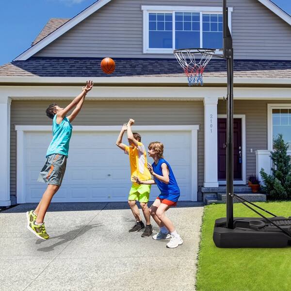 slide 2 of 4, Adjustable Portable Basketball Hoop with 44 Inch Shatterproof Backboard & Fillable Base - 43" x 28" x 6.5" Multi