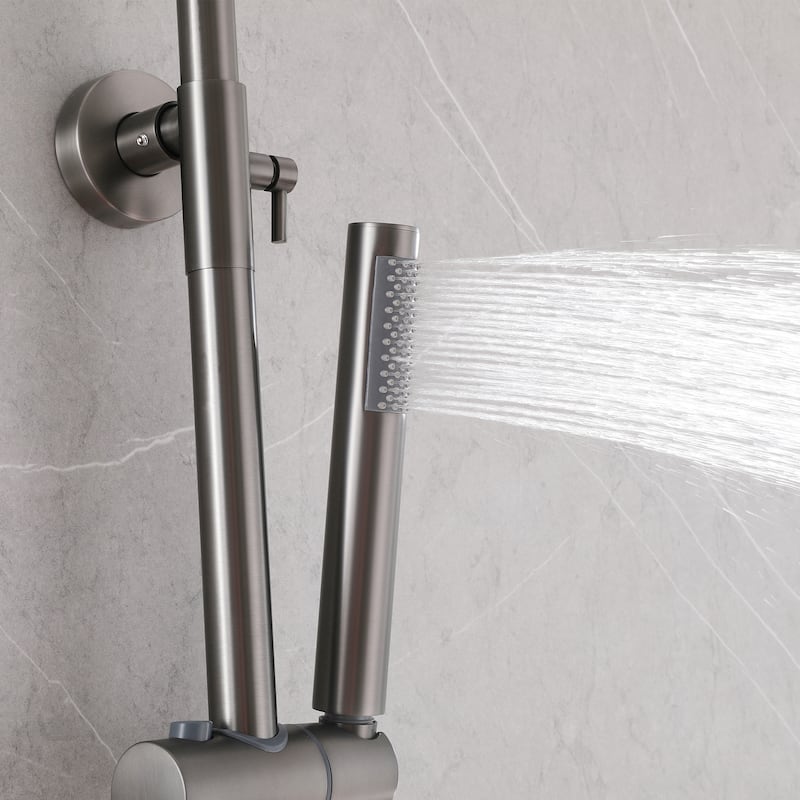 Outdoor 10 Inch Round Rain Shower Set with Handheld Shower (Adjustable Slider)