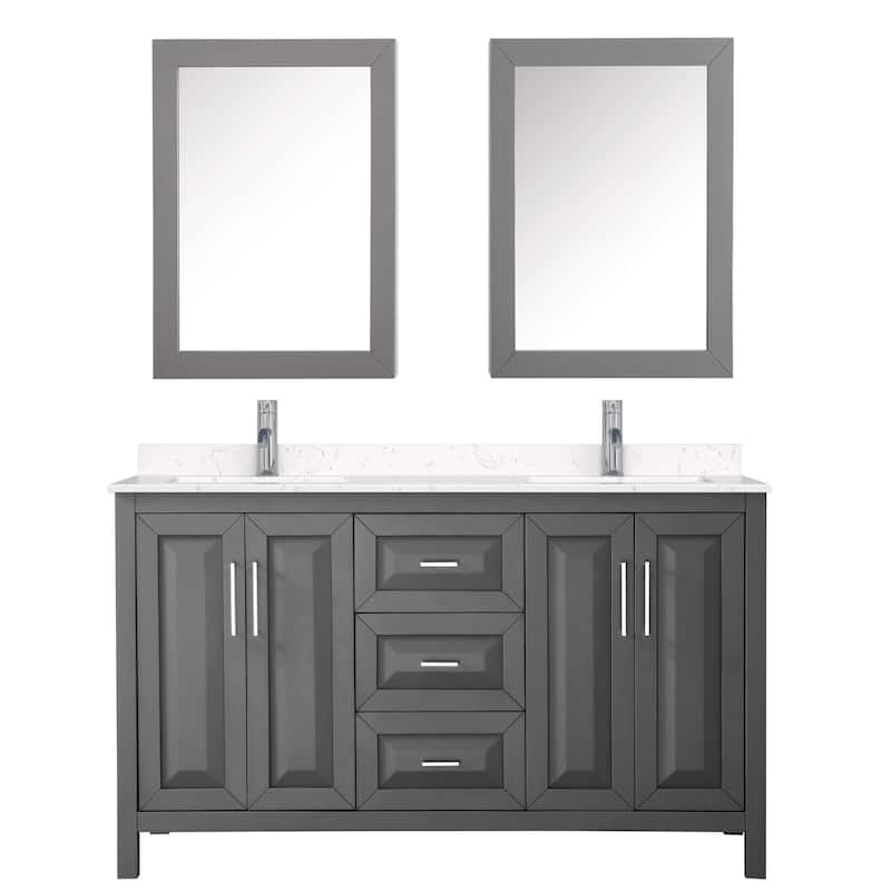 Daria 60 Inch Double Vanity, Cultured Marble Top, Medicine Cabinets