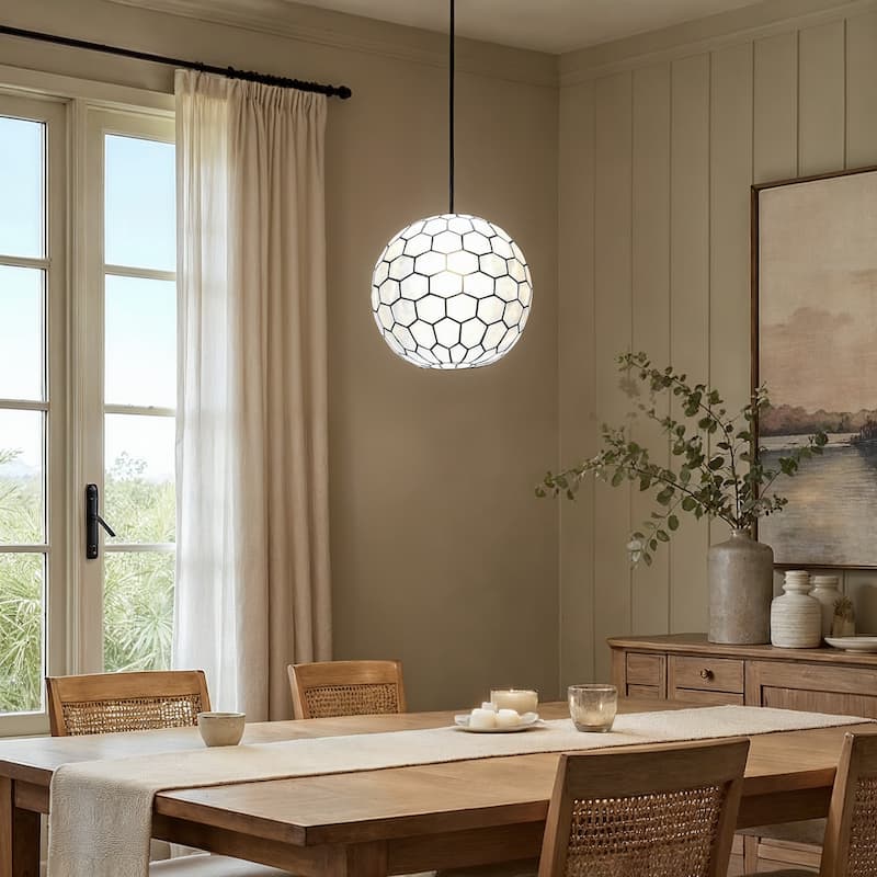 Capiz Honeycomb Globe Pendant Light