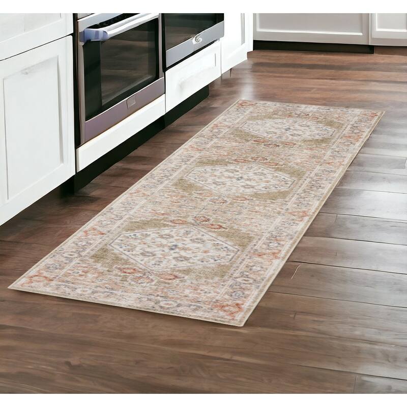 Sedu Power Loomed Distressed Area Rug By HomeRoots - 96' X '26' X '0.25 - 96' X '26' X '0.25 - Sage - Runner