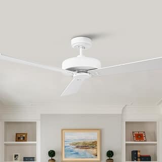 52" White Modern Ceiling Fan without Light - 52" W x 10.9" H