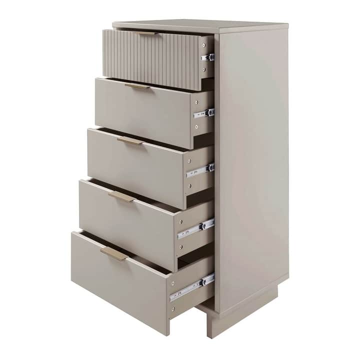 Manhattan Comfort Granville Tall 23.62" Modern Narrow 5 Drawer Dresser