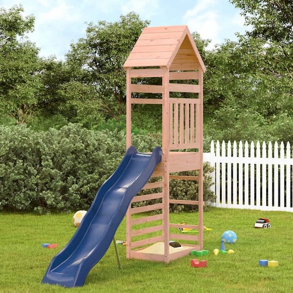 slide 2 of 20, vidaXL Outdoor Playset Outdoor Backyard Playground Equipment for Kids Age 3-8 - 21.7" x 100" x 103.9" Brown Douglas