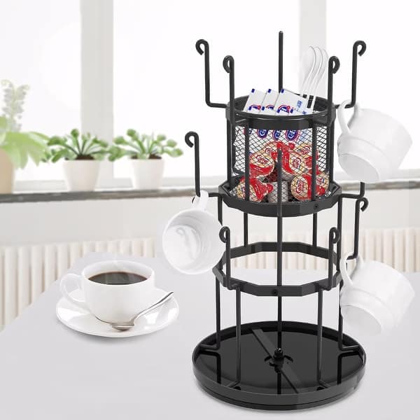 Rotatable 3 Tiers Cup Storage Holder Drainer Mug Tree With Meshed Basket Bed Bath & Beyond