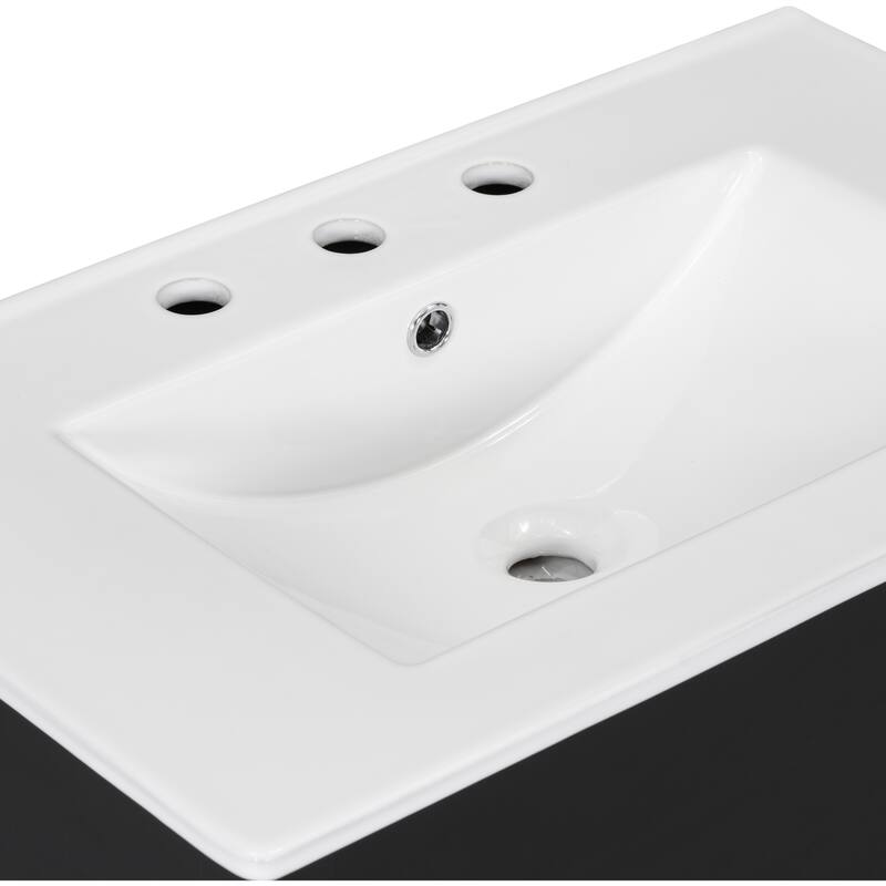 36" White Bathroom Vanity Cabinet with Ceramic Sink,Versatile Storage
