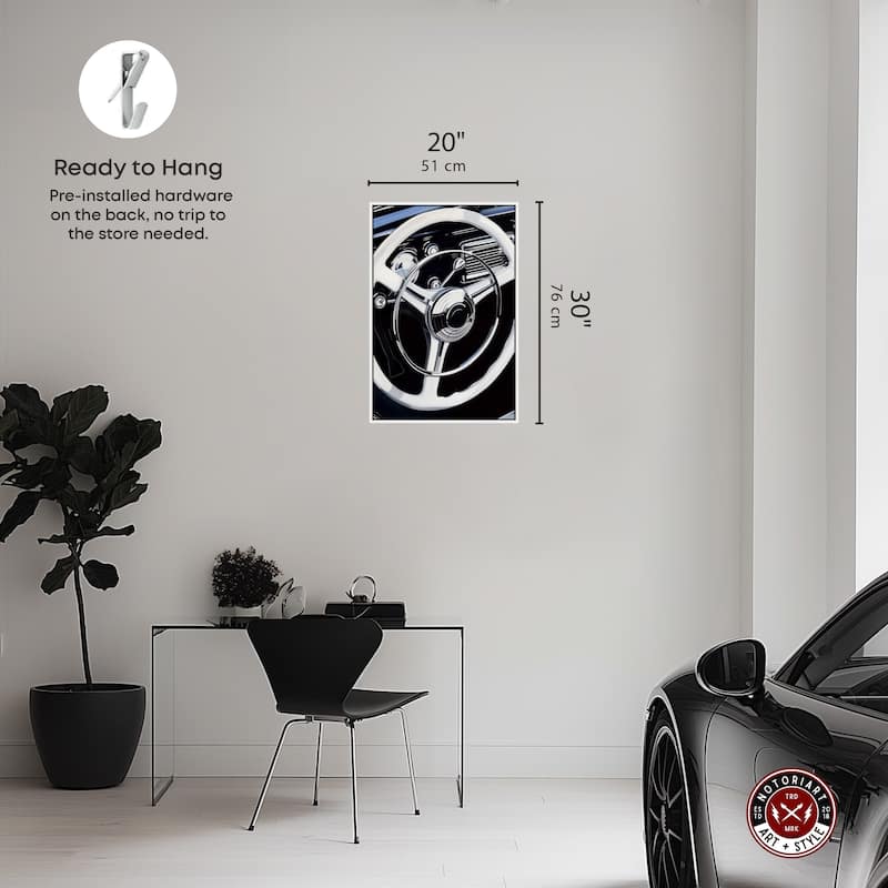 Notoriart Classy Steering Wheel Framed Car 1 Piece Canvas Wall Art