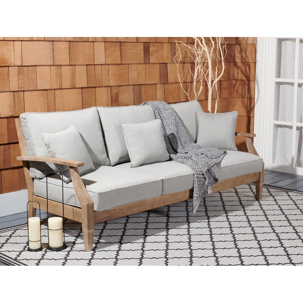 SAFAVIEH Couture Martinique Wood Patio Sofa - 82"W x 35"D x 32"H