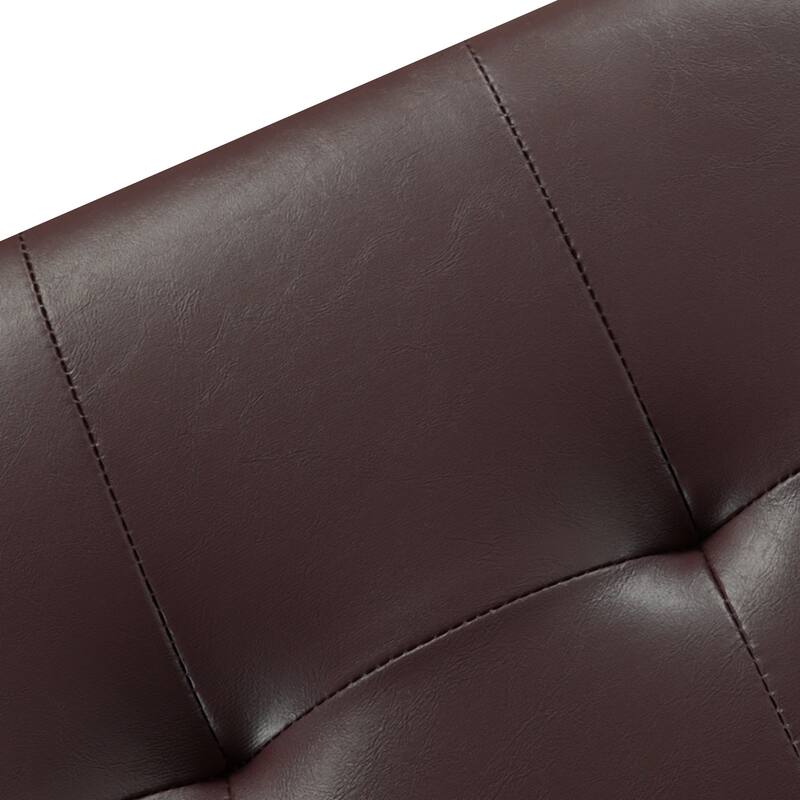 Adeco 24'' Faux Leather Storage Ottoman Bench with Tufted Top