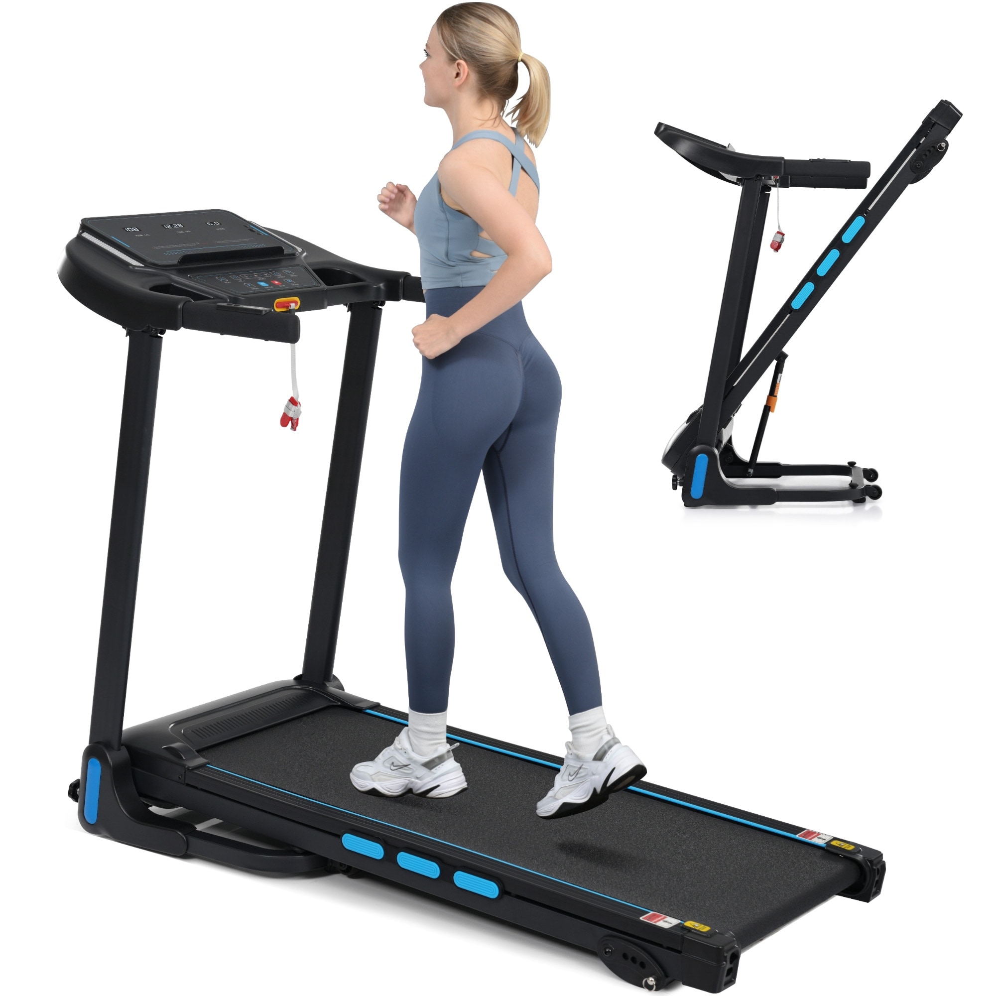 3.5HP Hydraulic System Auto Foldable Treadmill with Incline,10MPH 350Lbs Weight Capacity Electric Treadmills