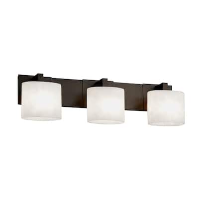 Justice Design Fusion Modular 3-light Dark Bronze Bath Bar, Opal Oval Shade