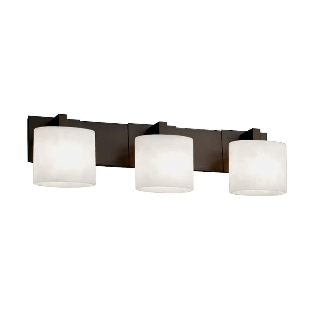 Justice Design Fusion Modular 3-light Dark Bronze Bath Bar, Opal Oval Shade