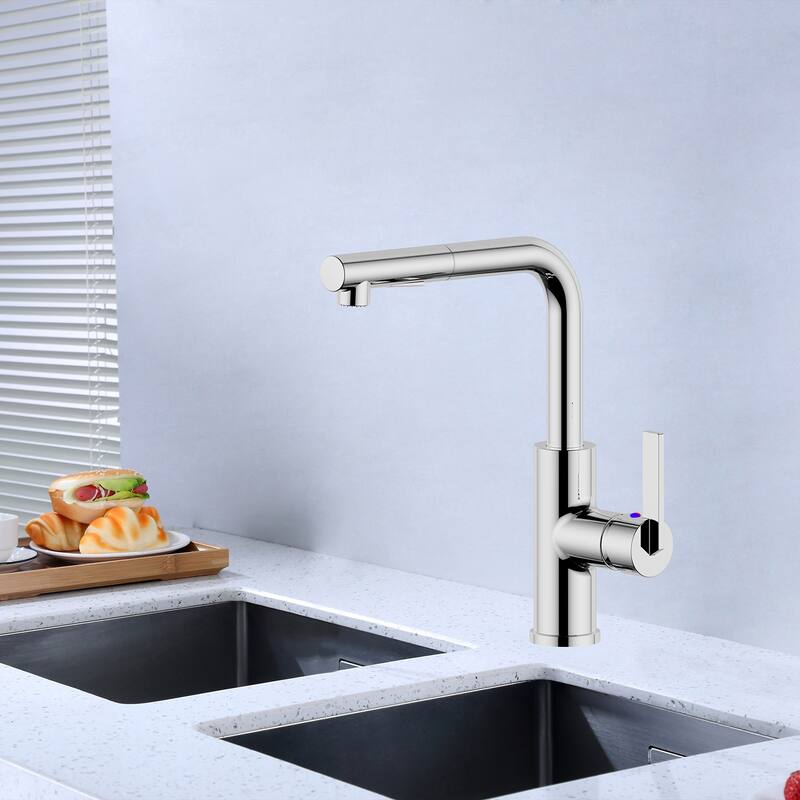 Ultra Faucets Hena Collection Single-Handle Kitchen Faucet With Pull-out Spray - Chrome Polished UF13700