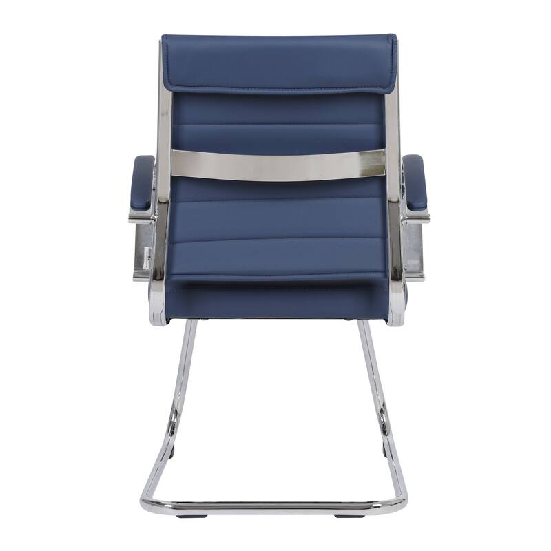 Benmar Modern Leather Office Chair with Stainless Steel Sled Base, Floor Caps, Ergonomic Desk Chair for Home Office or Workspace
