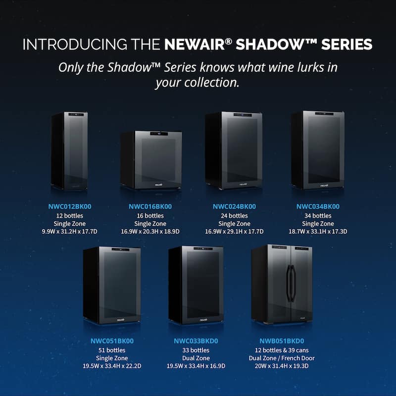 Newair Shadow Series Wine and Beverage Refrigerator, 12 Bottles & 39 Cans