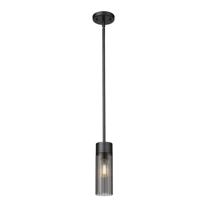 Innovations Lighting Empire - 1 Light 8" Stem Hung Pendant - Matte Black/Light Smoke