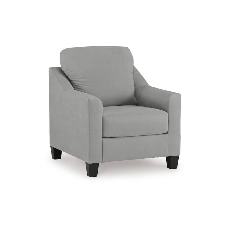 Lebo Accent Armchair, 34 Inch, Sloped Armrests, Light Gray Polyester