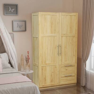 2-Door Oak Wardrobe kitchen Cabinet with Drawers and Partitions