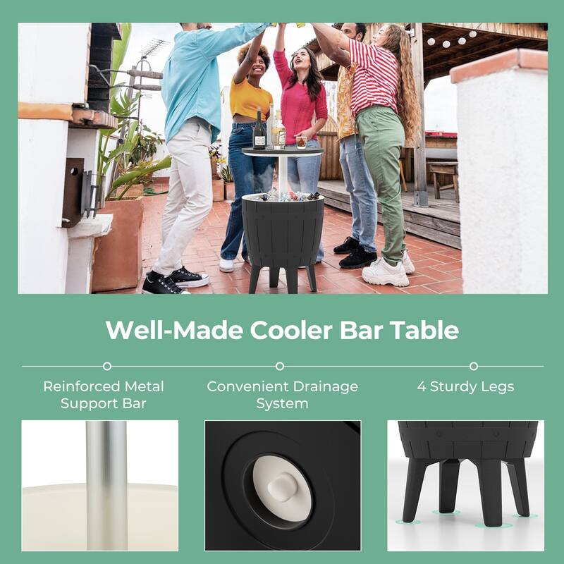 Gymax 10 Gallon Cooler Bar Table w/ Telescopic Tabletop 3-in-1 Coffee
