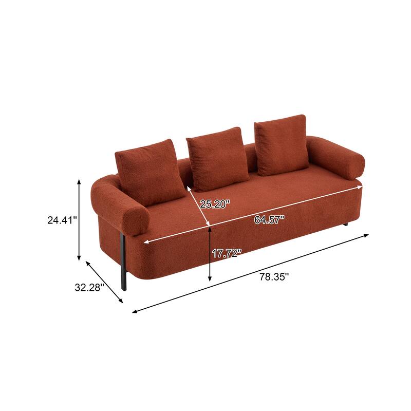 Christopher Knight Home - Leontius Boucle Sofa with Rolled Armrests and 3 Plush Pillows